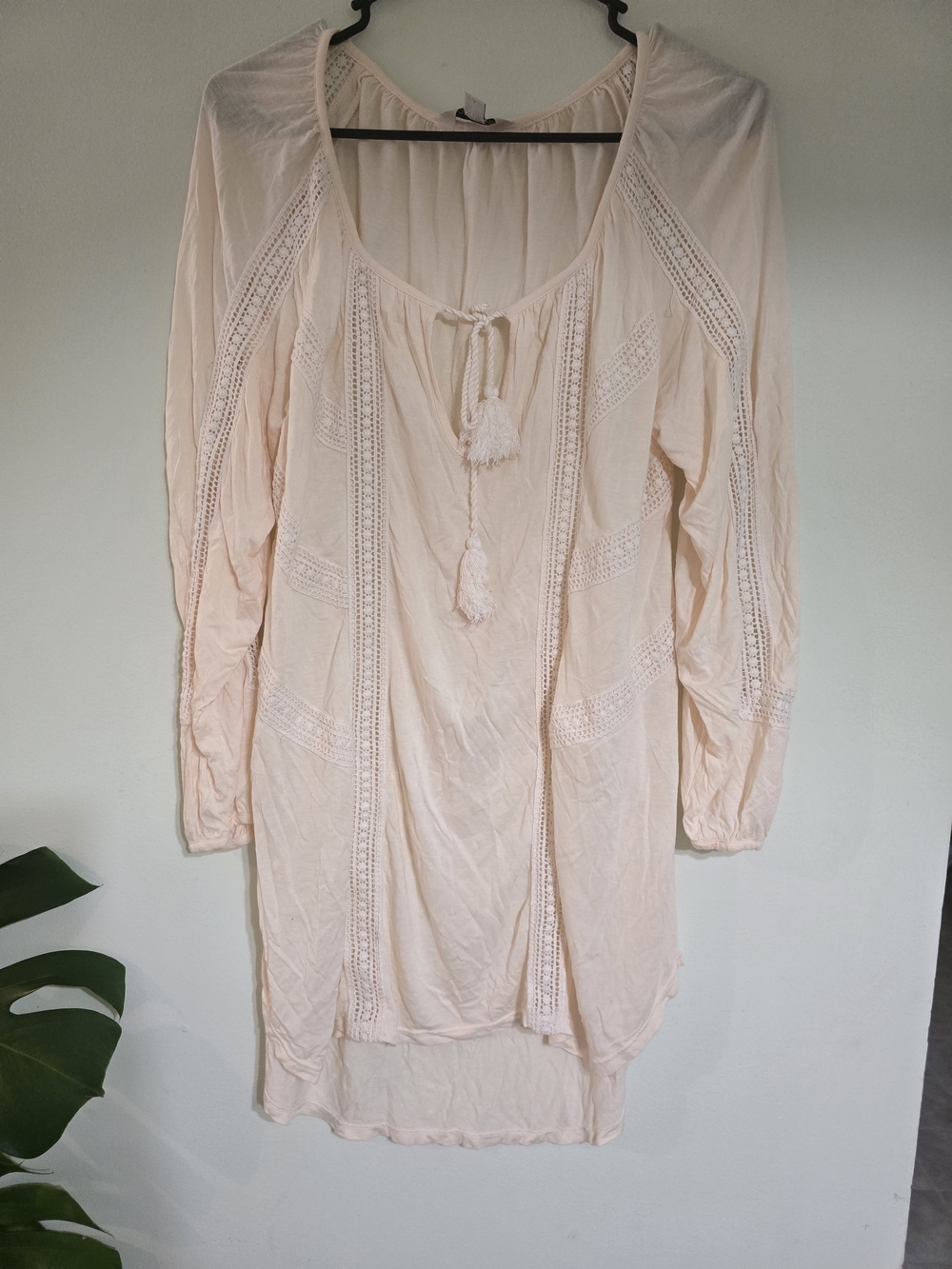 Lucky Brand Cream Tassel Peasant Tunic